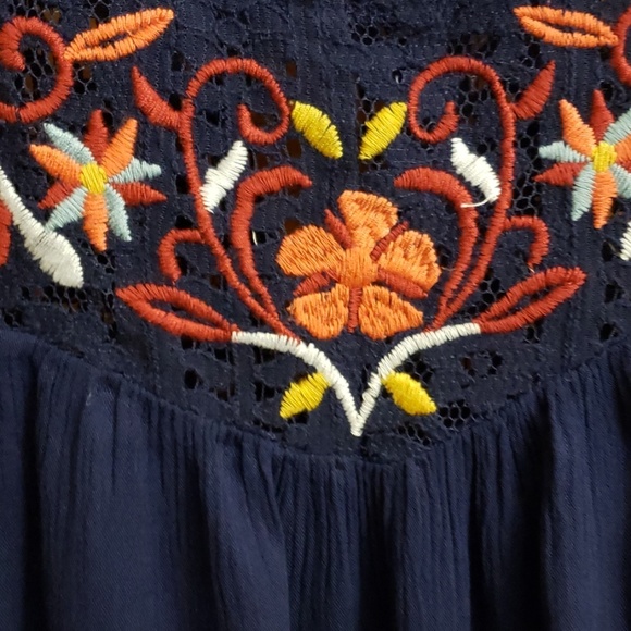 Xhilaration Navy Blue Embroidery/Lace Dress SZ S - Picture 2 of 7